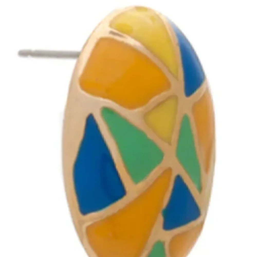ERWIN PEARL 22kt Gold Plated Hand Painted Mosaic Earrings